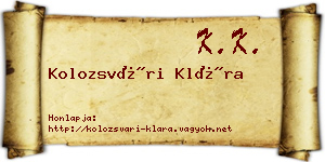 Kolozsvári Klára névjegykártya