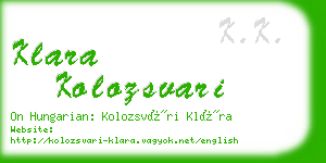 klara kolozsvari business card